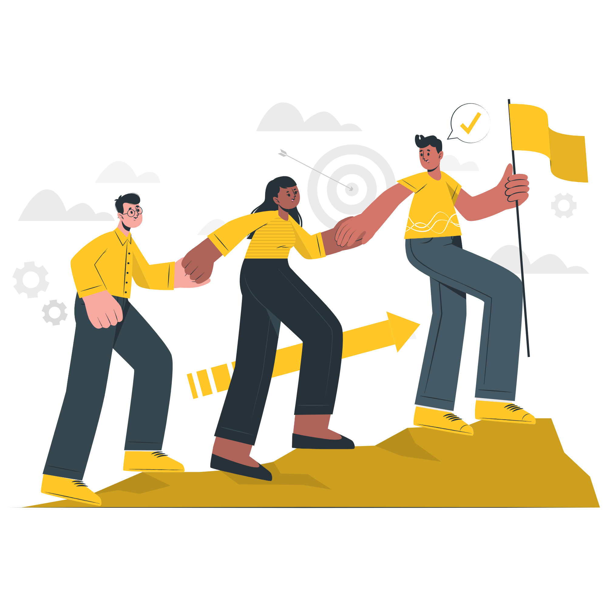 Team working toward shared goals illustration